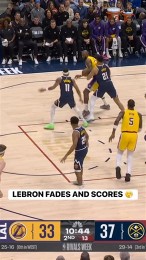 LeBron James knocks down the SMOOTH turnaround fadeaway jumper! 🔥 Tap to Watch LAL-DEN on Peacock ➡️ https://www.nba.com/how-to-watch-game-redirect/0022500617?partnerRef=NBA&platform=Facebook&surface=Post | NBA
