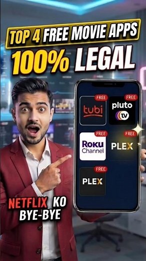 4 Free Apps to Watch Movies Legally! 🎬🔥#freemovies#ytshorts #netfixalternative#techhacks