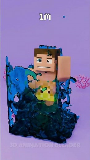 💦 0 vs 1 Billion Water Drop Minecraft Steve| Blender Fluid Simulation