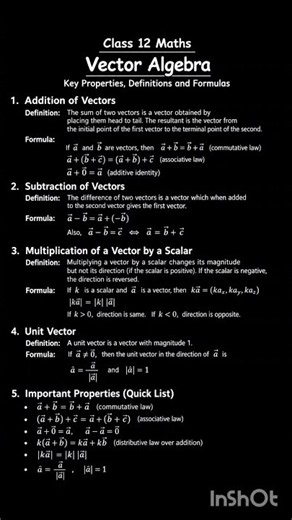 vector algebra basic Properties! #class12maths #shorts #study