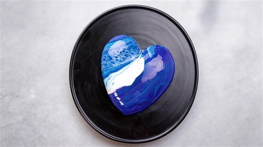 Ocean wave heart mirror glaze cake