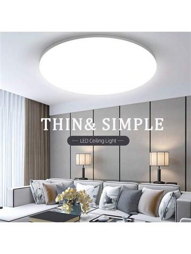 1 adet Modern LED Tavan Lambası, Yuvarlak/Kare Tavan Lambası, 110V/220V, 20W/30W/40W/50W, 6500K Soğuk Beyaz, Ultra İnce Tavan Lambası, Titreşimsiz, Yatak Odası, Oturma Odası ve Mutfak İçin Uygun | SHEIN