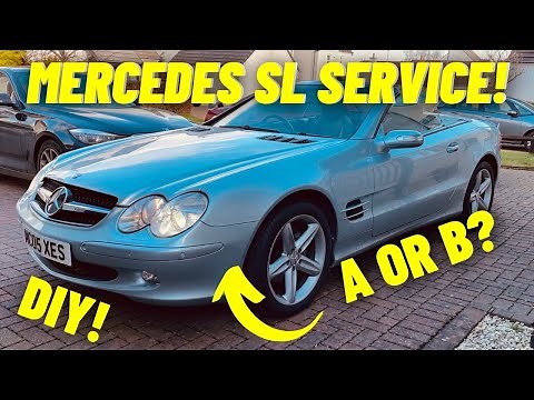 Mercedes SL350 R230 A, B Service SL500, SL55, SL600, SL400, AMG DIY OIL CHANGE, PS FLUSH, AUX BELT
