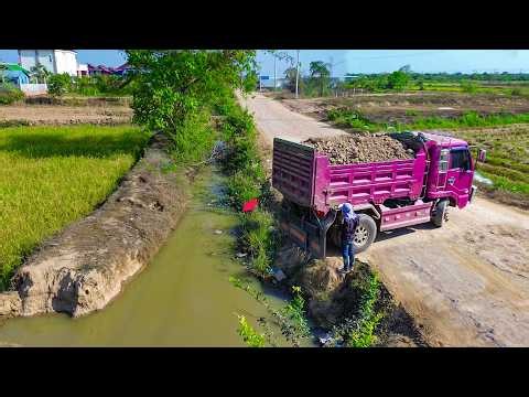 New Smooth Landfill Process! MISUBISI Dozer Building Strong Filling Wet and Flooded Area