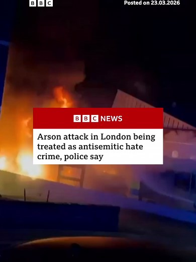 Four ambulances belonging to a Jewish community service were set on fire in Golders Green, north London, in the early hours of Monday. #London #GoldersGreen #Fire #MetPolice #LondonFireBrigade #BBCNews