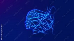 human silhouette animation with circuit connections, artificial intelligence, human silhouette
