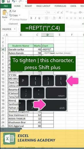 REPT Function in excel