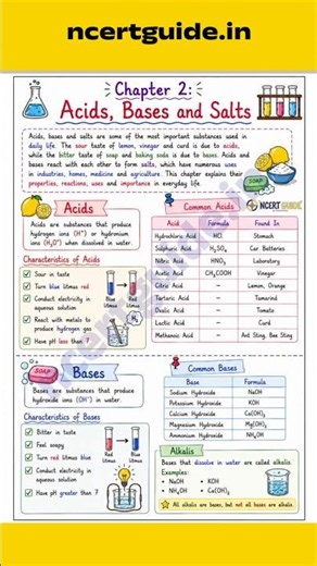 Acid Base and Salts Colourful Handwritten Notes - Class 10 Science Chapter 2 - NCERT Guide #cbse