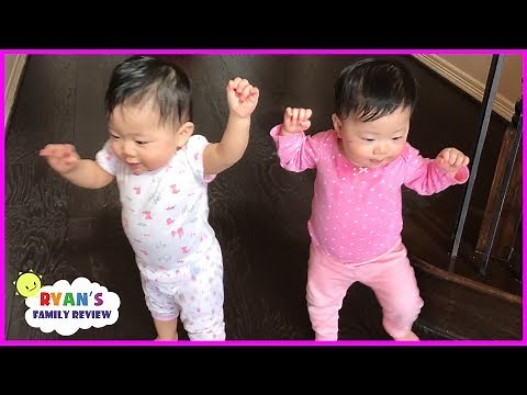 Twin Babies Walking for the First Time! Family Fun Daily Vlog with Ryan's Family Review