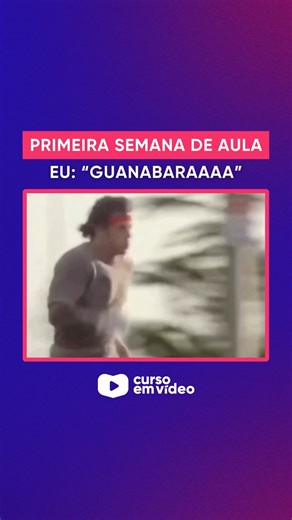 Curso em Video on Instagram: "Primeira semana de aula. Eu automaticamente: “Guanabaraaaaa!” 🏃‍♂️💨 Quem é gafanhoto sabe: quando o desespero bate, a gente corre pro Curso em Vídeo 😅 👇 Comenta aí se você também chamou o Guanabara mentalmente ➡️ Segue o @cursoemvideo pra sobreviver ao início das aulas #iniciodeaulas #vidadeestudante #memedev #cursoemvideo #gafanhotos"