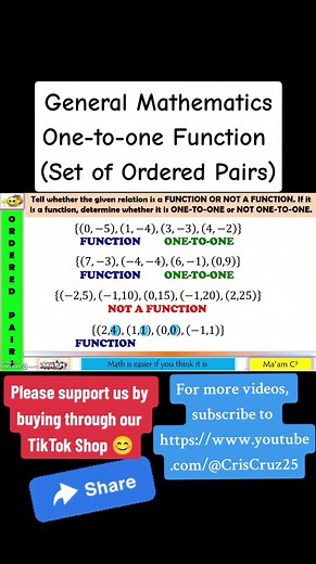 One-to-One Function: Set of Ordered Pairs