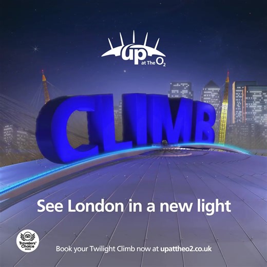 1.3K views · 18 reactions | See London in a new light  Our Twilight Climbs have a new dazzling light installation guiding you up and over the iconic roof of @TheO2London. Be first. Book now  https://bit.ly/3TUhM7P | Up at The O2 | Facebook