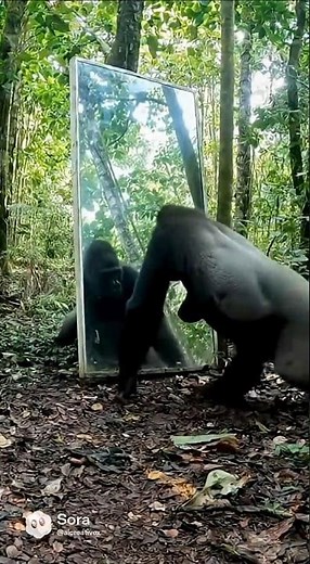 Gorilla's reaction on seeing a Mirror and Totally Lose It #FunnyAnimals #GorillaReaction