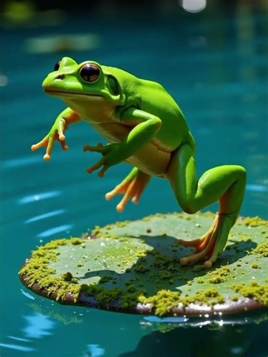 🐸 Epic Frog Jump into Crystal Pond! 🌊 | Stunning Slow-Mo Animation