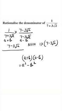 Rationalize the denominator by rationalising