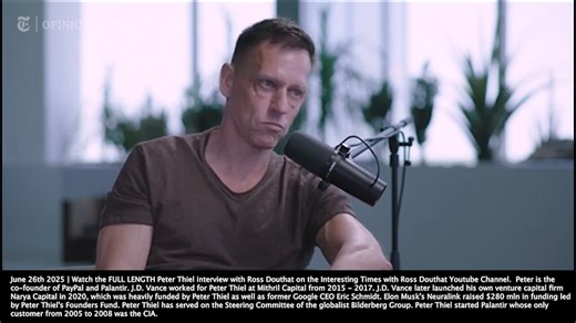 Peter Thiel | Why Is Peter Thiel Discussing the Antichrist? | "I Think the Antichrist Might Be Using the Tools That You Are Building. Isn't That a Concern?" - Ross Douthat (6/6/2025)