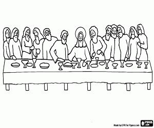 The last supper of Jesus coloring page printable game