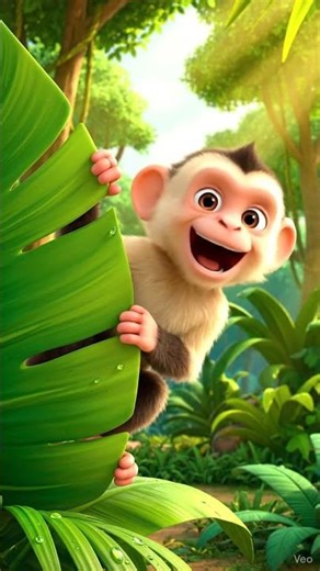 Adorable Baby Monkey Peek-a-Boo 😍🐒 | Short Video for Kids #monkey #babytoons #funny #jjk