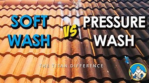 Titan Pressure Washing Demonstrates the Difference Between a Pressure Wash and a Soft Wash on Tile Roofs