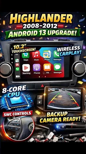 Toyota Highlander 2008–2012 Android 13 Radio Upgrade | 10.2” Touchscreen Wireless CarPlay Install