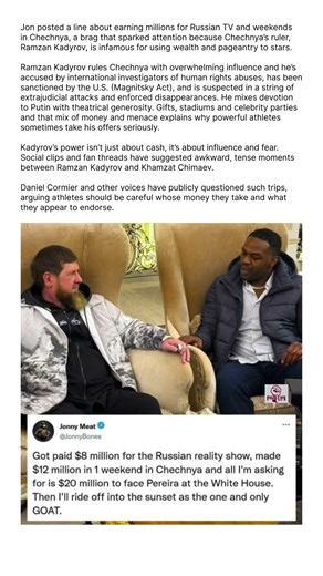 Jon Jones’ getting $12 million in one weekend in chechnya 😳