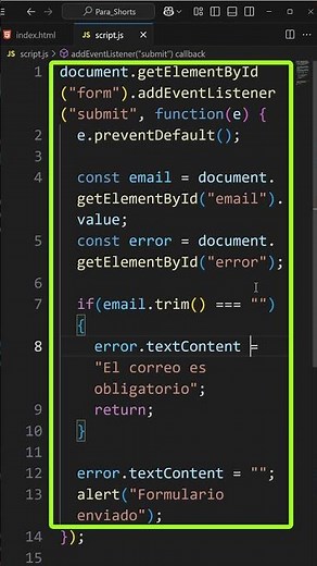 Cómo validar un formulario con JavaScript simple (Explicación rápida en 60 segundos)