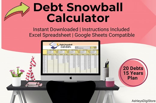 Dave Ramsey Debt Snowball Spreadsheet Calculator | Credit Card Debt Eliminator | Monthly Budget Planner Student Loan Paydown, Debt Tracker - Etsy