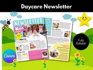 Daycare Newsletter Template: Editable Canva Design for Parent Communication (PDF Download) - Etsy