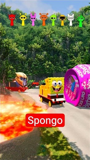 Spider man & squid game & Crazy Frog & Gummy bear & McQueen VS Bollard barbie in BeamNG.Drive