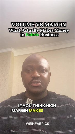 Most fabric sellers are chasing margin. Smart fabric operators chase turnover. There’s a difference. If you make ₦600 profit per yard but sell slowly, your capital is trapped. If you make ₦200 profit per yard but rotate 6–8 times, your capital multiplies. Fabric business is not about looking profitable. It’s about moving stock fast and reinvesting intelligently. High margin with slow sales = ego. Lower margin with fast turnover = growth. WEINFABRICS 101 continues. Serious textile thinkers only. 