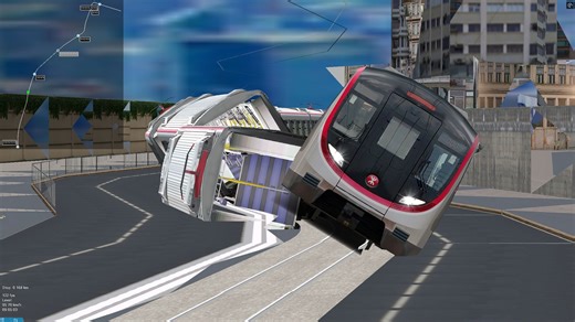 (openbve) Q Train在香港电车路线 史上最大幅度翻车 断车