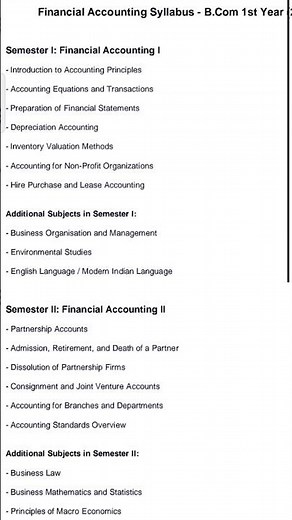 Financial Accounting Syllabus 2025-26 newly updated || Bcom 1 year syllabus || #bcom #accounting