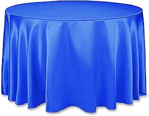 LinenTablecloth 108-Inch Round Satin Tablecloth Royal Blue