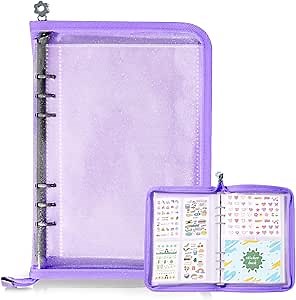 A5 Sticker Collection Album, Reusable Sticker Album Sticker Storage Organizer Sticker Organizer Loose leaf Clip (Purple)