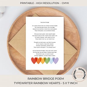 Rainbow Bridge Poem Typewriter | Pet Sympathy Card Digital | Dog Condolence Gift PDF | Loss of Cat Card, in Loving Memory | Printable | C416 - Etsy