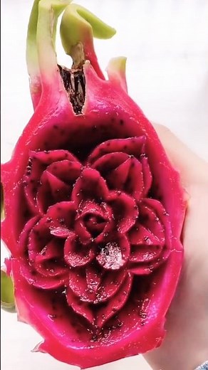 Dragon Fruit Carving Art 🍇 | Beautiful Flower Design | Fruit Decoration Ideas #shorts
