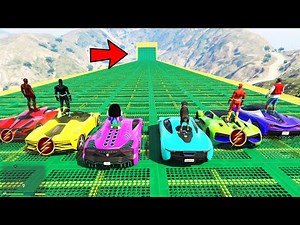 Franklin & Avengers Ultimate New Ramp Jump Challenge With All Flash in GTA 5