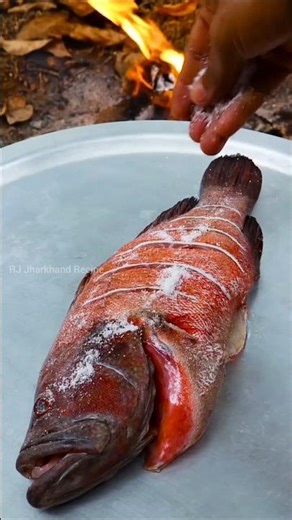 Monster Fish 🐟 BBQ! Whole Grouper Grilled on Charcoal | Smoky & Spicy Roast 😋