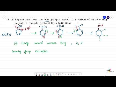 Explain how does the –OH group attached to a carbon of benzene ringactivate it towards electrophilic