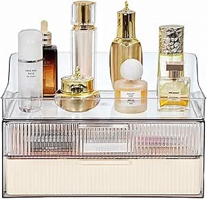 Makeup Organizer Countertop Large Cosmetic Display Cases Cosmetic Organizer Skin care Organizer, 2 Drawers