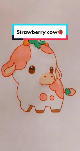Cute Kawaii Strawberry Cow Drawing Tutorial