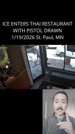 Jack Jones (Quadzilla) on Instagram: "ICE filmed barging into Thai restaurant in St. Paul, MN with pistol drawn, leaving his vehicle in the middle of the street. This is not law enforcement. This is mafia-esque intimidation. Minneapolis wide general strike Jan 23 @laborontheline for more info. Follow @blackpantherpeoplescore for resources on community self defense."