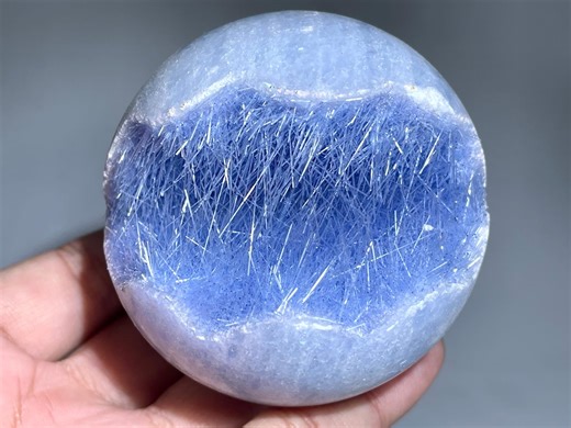 Celestite Sphere: Quartz Crystal With Goethite Needles - Etsy