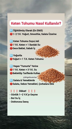 Keten Tohumu Kullanımı #ketentohumu #faydalıbilgiler #sağlık #sağlıklıyaşam