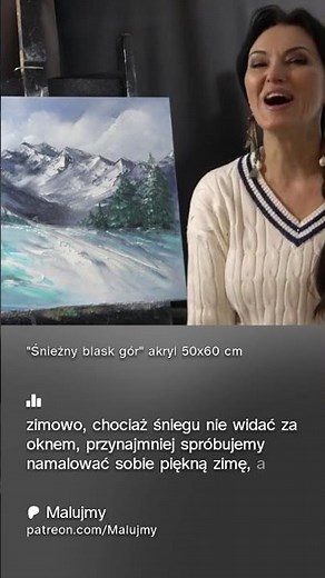 ACRYLIC PAINTING /STEP BY STEP/"Snowy glow of the mountains" acrylic 50x60 cm