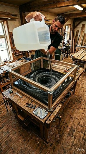 Making a Giant Black Hole Resin Table (Oddly Satisfying) #satisfying #viralshorts