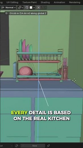 Turning My Real House into a 3D Model | Part 2 (Kitchen) #blender #blendercourse #3d #blendergame