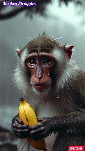 Monkey In The Rain Crying #baby #monkey #emotional #monkeybaby #babyanimal