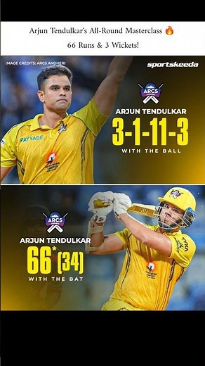 Arjun Tendulkar's All-Round Masterclass 🔥 66 Runs & 3 Wickets! #shortsfeed #explorepage #viralreels