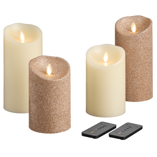Luminara 4-Piece Flameless Smooth & Glitter Candles